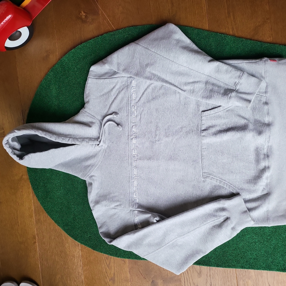 Supreme Text Stripe Hooded Sweatshirt
